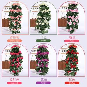 Mur de roses artificielles suspendues en plastique, fleurs en soie douce, forme irrégulière, décoration intérieure, accessoires de mariage et d'extérieur - Product Image 4