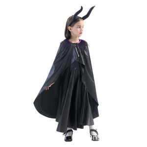 Disfraz de Bella Durmiente con Capa Negra Mágica para Niños, Conjunto de 3 Piezas, Vestido para Actuación de Halloween con Cuernos - Product Image 2