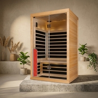 Sauna Inframerah Jauh Kayu Solid Terapi Cahaya Merah 2-Orang, Gym Elektrik Rumah untuk Penggunaan di Kamar Tidur, Desain Modern, Panel Kontrol Komputer