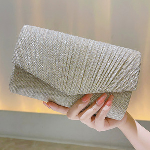 Women's Dinner <b>Clutch</b> Bag Solid Color Pleated Fashion All-match <b>Wedding</b> Suit Handbag Custom Wholesale Evening Party Bags - Product Image 4