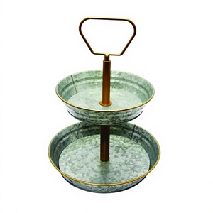 Soporte de bandeja de servicio de fiesta, molde de resina epoxi para fruta, postre de boda, venta al por mayor, soporte de pastel galvanizado, 2 capas - Product Image 1