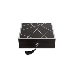 Caja de Reloj Grande de Lujo, Rectangular, de Madera MDF Biodegradable, con Acabado Mate y Negro Brillante, con 12 Ranuras, Marca DS - Product Image 1