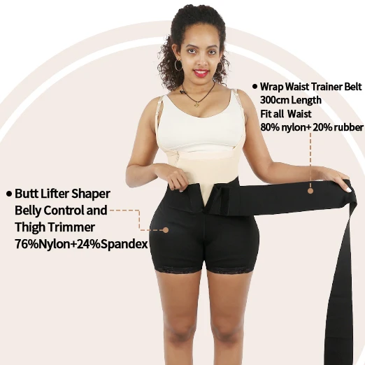 Tummy Wrap Waist Trainer With Butt Lifter