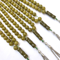 Perles de prière en jade d'olive perle de pierre d'inquiétude nouveaux modèles chapelet musulman Tesbih Souvenir islamique perles de pierres précieuses naturelles