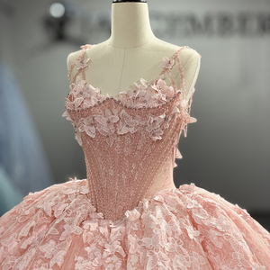 Robe de Quinceañera de luxe rose poudré Dy1552 avec appliques florales 3D, corset perlé, tulle scintillant, robe de bal de princesse Jancember - Product Image 5