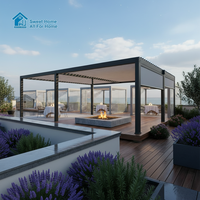 Pergola extérieure Sweet Home en aluminium imperméable avec toit rétractable motorisé à lames orientables, protection UV, télécommande, pour terrasse