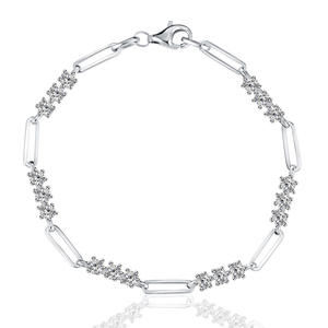 สร้อยข้อมือเงินแท้ทรงเรขาคณิตประดับเพชรโมอิสซาไนต์ สำหรับงานปาร์ตี้ ทุกแฟชั่น - Product Image 2