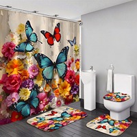 Tirai Mandi Poliester Motif Bunga Tirai Kamar Mandi Tirai Mandi Poliester Cetak Digital Kustom Tirai Mandi Cetak Digital Grosir 11