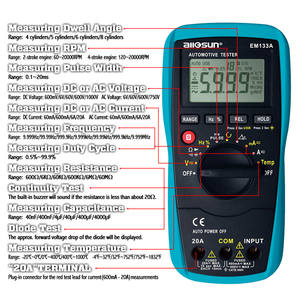 Multimètre numérique automatique ALLOSUN EM133A, autorange ACA/DCA, max. 20A TRMS, 5999 points, instruments électriques - Product Image 6
