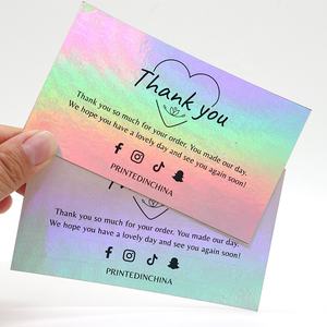 Aangepaste Elegante Luxe Trendy Kleur Holo Dank U Business Holografische Kaarten Custom Met Logo - Product Image 5