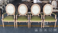Chaises de salle à manger classiques traditionnelles sur mesure de Real Furniture Factory, style Louis XV du XVIIIe siècle, sculptées, dorées, en tissu, meubles pour la maison