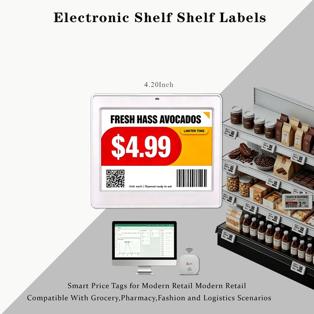 Colourful-Tech 4.2inch Wireless Digital Price Tag Supermarket Digital Label EInk Price Tag Electronic Shelf Label Wifi ESL Label