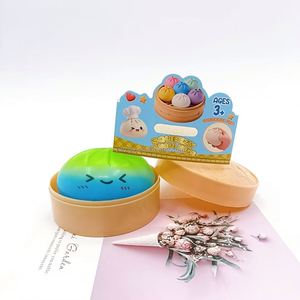 In-stock Rainbow Promotional Toy Cute Glitter Dumpling Buns Squishy Stress Ball Smile Face Steamed Bun <b>Fidget</b> Toy with Steamer - Product Image 5