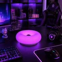 Lampe de table tactile créative RGB en forme de donut, design moderne et simple, rechargeable, 16 couleurs, LED à intensité variable, style nordique pour chambre, bar, bureau