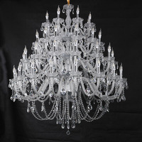 Grand lustre contemporain en cristal transparent pour hôtels, salles de banquets, suspension commerciale pour éclairage de supermarchés