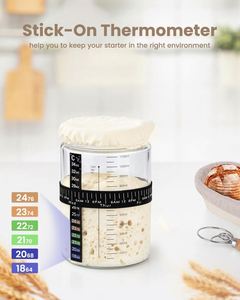 Beginner <b>Baking</b> Tool Kitchen Sourdough Supplies Clear Airtight Eco-Friendly <b>Silicone</b> Glass Jar Fermentation Starter Kit Lid - Product Image 2