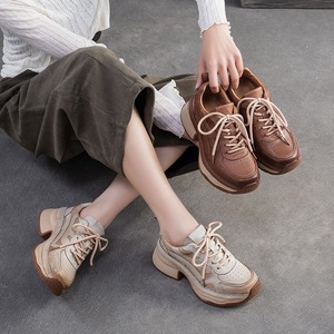 Retro casual chunky lace-up sports <b>flats</b> versatile fashionable comfortable and lightweight women's shoes - Product Image 5
