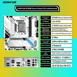 เมนบอร์ด JGINYUE B760M Snow Dream DDR5 สำหรับเล่นเกม ชิปเซ็ต <span class=keywords><strong>Intel</strong></span> ประสิทธิภาพสูง รองรับหน่วยความจำ 96G แบบดูอัลแชนแนล สำหรับเดสก์ท็อป รองรับฮาร์ดดิสก์ SATA - Product Image 3