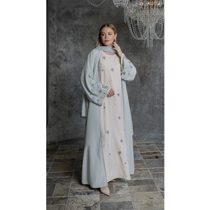 Modest sequin Embroidered Abaya With Hijab Long Sleeve Maxi Dress For Women Middle East Style Wear - Product Image 1