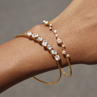 Bracelet géométrique en acier inoxydable plaqué or 18 carats avec zircon gradué, classique, hypoallergénique, pour femme, vente en gros