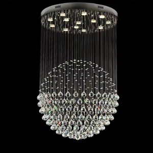 Lámpara de techo con bola de cristal para Villa, Hotel, sala de estar, lámpara de cadena con globo de gota de lluvia de lujo - Product Image 6