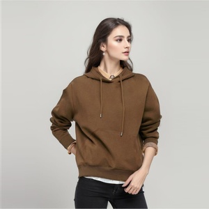 Sweat à capuche homme 6W288 280G avec logo personnalisé, couleur unie, tendance, marque jeune, personnalisable, en polaire ample anti-boulochage - Product Image 1