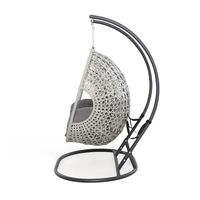 Fauteuil suspendu de patio, chaise balançoire œuf en osier pour balcon, chaise à bascule double en rotin pliable pour jardin avec coussin