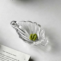 Plats à sauce créatifs en verre durable de style INS, en forme de feuille de plante, petits assiettes pour l'huile, le vinaigre, le ketchup, les collations, usage domestique
