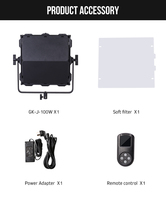 Tolifo GK-J-100WAB 100W Panneau LED d'éclairage vidéo à CRI élevé avec télécommande pour studio photo, diffusion TV et cinéma