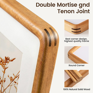 Cadre photo en bois créatif et élégant en teck naturel avec verre trempé et coins arrondis, écologique, pour affichage sur bureau ou mural - Product Image 4