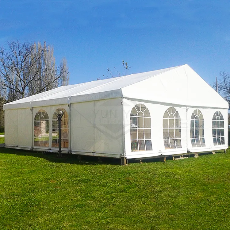 Witte 8X9M Kleine Huwelijksceremonie Huwelijk Tent Tent Met Duidelijke Kerkramen