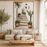 Décoration d'intérieur en gros, peinture sur toile de paysage 100% faite à la main, prête à accrocher, encadrée, pour la décoration d'hôtels, de bureaux et de galeries