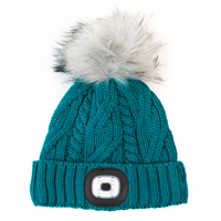 Bonnet LED avec pompon en tricot torsadé pour adultes, trois niveaux de luminosité, pour la marche en plein air, le camping, la randonnée, le cyclisme, les voyages