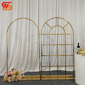 New Design Multi Circle Gold Stainless Steel LED Lighted Wedding <b>Backdrop</b> <b>Stand</b> Metal Frame Display Rack Wedding Stage Decor - Product Image 4