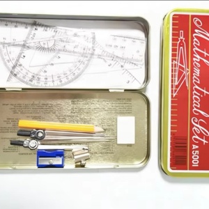 Best Value Customized Promotional 9 PCS Compass Divider Math <b>Tool</b> Instrument Stationery Geometry <b>Set</b> with Metal Box - Product Image 1