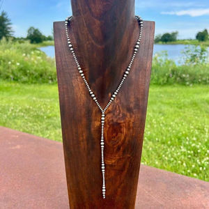 Collier Lariat en argent sterling véritable de style Navajo avec perles par MBR GEMS & JEWELRY, design fantaisie unisexe pour anniversaire - Product Image 1