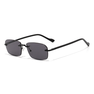 Unisex Rimless Rectangle Sunglasses Pink Gradient Mirror Lenses Light Weight Metal Frame Sun Protection Adult Fashion <b>Eyewear</b> - Product Image 4
