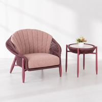 Fauteuil simple moderne d'extérieur en aluminium avec table d'appoint, ensemble de mobilier de salle à manger imperméable pour patio et balcon