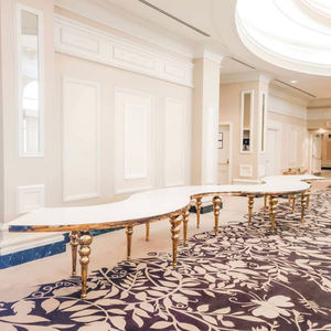Table de mariage moderne en forme de S avec cadre en acier inoxydable doré en forme de S pour meubles de salle à manger pour la maison ou l'hôtel - Product Image 5