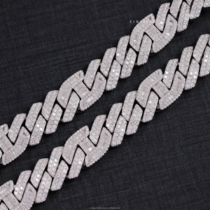 <span class=keywords><strong>Chaîne</strong></span> cubaine pour <span class=keywords><strong>homme</strong></span>, style tendance, collier en moissanite incrusté de diamants en forme de losange, accessoire streetwear hip-hop - Product Image 4