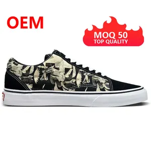 OEM new model flat handed printing vulcanized high-cut canvas shoes for men style