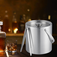 Seau à glace isotherme de luxe en acier inoxydable 2,5 L avec couvercle et poignée portable pour fêtes, vin, champagne, hôtels et restaurants