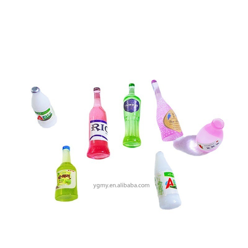 6 Mini Bouteilles En Verre Avec Fruits - Accessoire Maison De Poupée