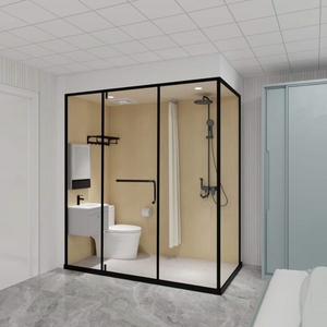 Unité de salle de bain préfabriquée avec douche intégrée, unité de salle de bain modulaire de luxe pour hôtel - Product Image 1