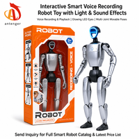 Robot éducatif enregistreur vocal avec lumière LED, articulations mobiles, figurine humanoïde, cadeau de Noël pour enfants
