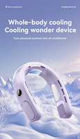 Ventilador de Cuello Eléctrico USB Digital T68, Sin Aspas, Manos Libres, Recargable, Batería de 4000 mAh, Plástico, Bajo Ruido, para Uso en Exteriores y Automóviles
