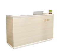 Table de comptoir de réception moderne de taille personnalisée avec logo petite pierre artificielle en bois pour immeubles de bureaux hôtels écoles salons de manucure