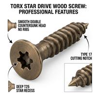 Tornillos para Madera de Acero al Carbono con Cabeza Torx T25, Recubiertos de Bronce, con Punta Tipo 17 y Rosca Dentada