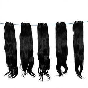 High Quality Natural Cuticle Aligned Virgin Indian Temple Human Hair <b>Extensions</b> <b>Cheap</b> Black Straight Loose Deep Wave Super Wave - Product Image 1