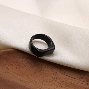 Men's Geometric Black <b>Titanium</b> Steel <b>Ring</b> Plain Design Gift Jewelry - Product Image 1